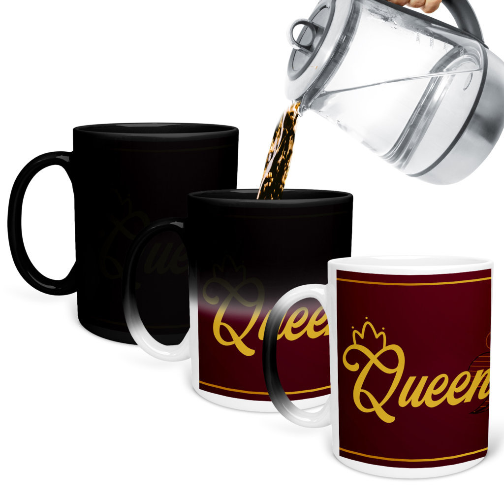 Printed Ceramic Coffee Mug | Queen – Red Gradient Background |Family | 325 Ml 